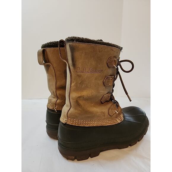 Ll Bean Mens Duck Boots Winter Insulated Size 7 Brown Leather Rubber Wool main image 13